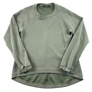 NUX Sage Green Performance Pullover High Low Sweatshirt Modal Blend Top - Small